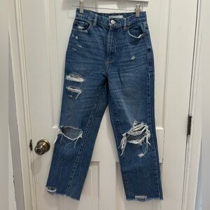 Garage denim vintage straight Distressed Blue Denim Jeans 0